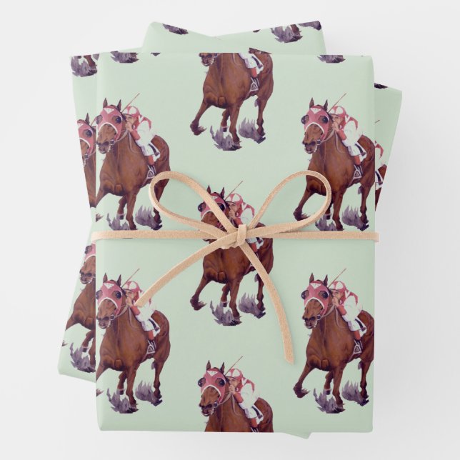 Hoja De Papel De Regalo Caballo tostado gana la carrera (In situ)