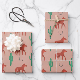 Hoja De Papel De Regalo Caballo y cactus