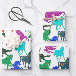 Hoja De Papel De Regalo Caballos arco iris - "¡Tonto por caballos!"