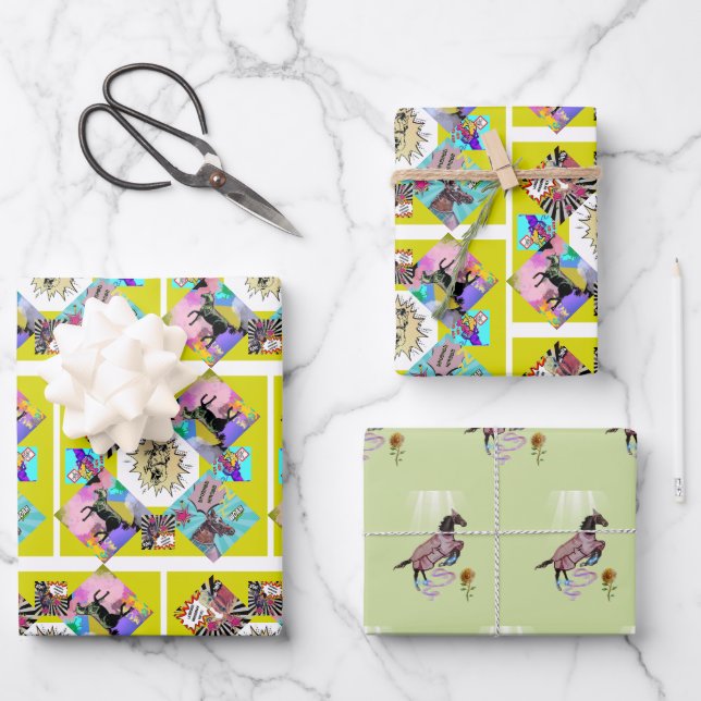 Hoja De Papel De Regalo caballos cómicos (Anverso)