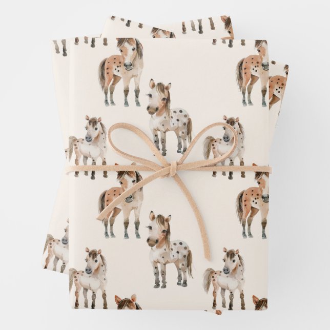 Hoja De Papel De Regalo Caballos de bebé (In situ)