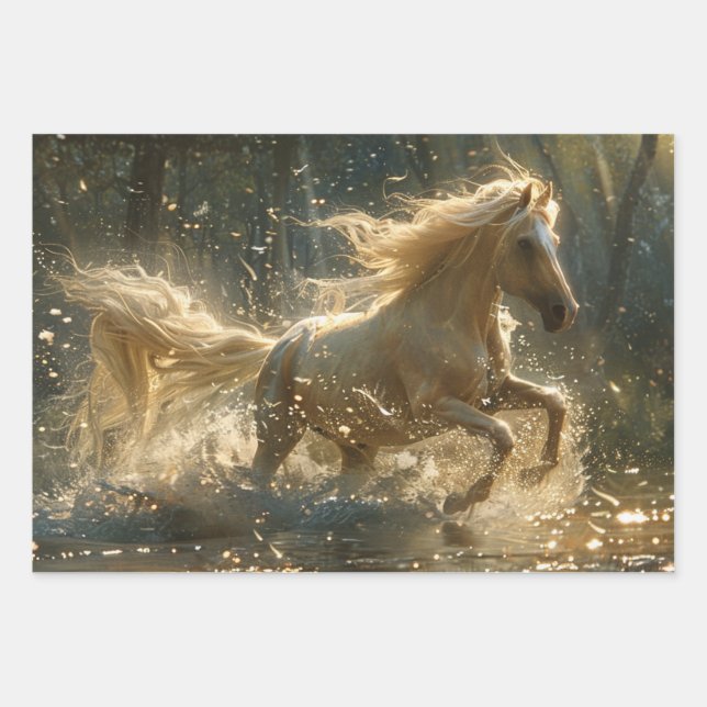 Hoja De Papel De Regalo Caballos de descascarillado en la gallina salvaje (Anverso 3)