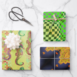 Hoja De Papel De Regalo Caballos de mar, Taffi Op Art & Cardiff Sampler