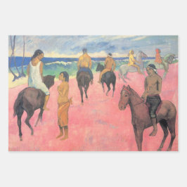 Hoja De Papel De Regalo Caballos en la playa de Tahití (Paul Gaugin)