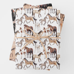 Hoja De Papel De Regalo Caballos occidentales acuarela