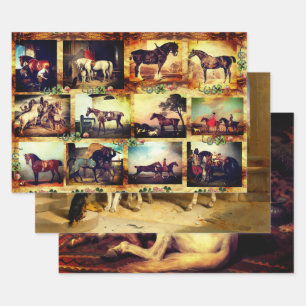 HOJA DE PAPEL DE REGALO CABALLOS PINTURAS BELLAS ARTES,PARCHMENT DE ZAPATO