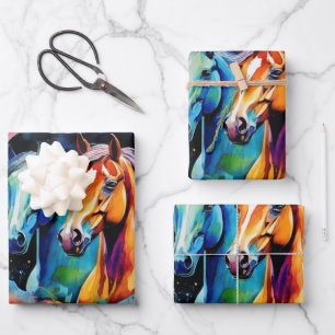 Hoja De Papel De Regalo Caballos salvajes corriendo en el desierto de las 