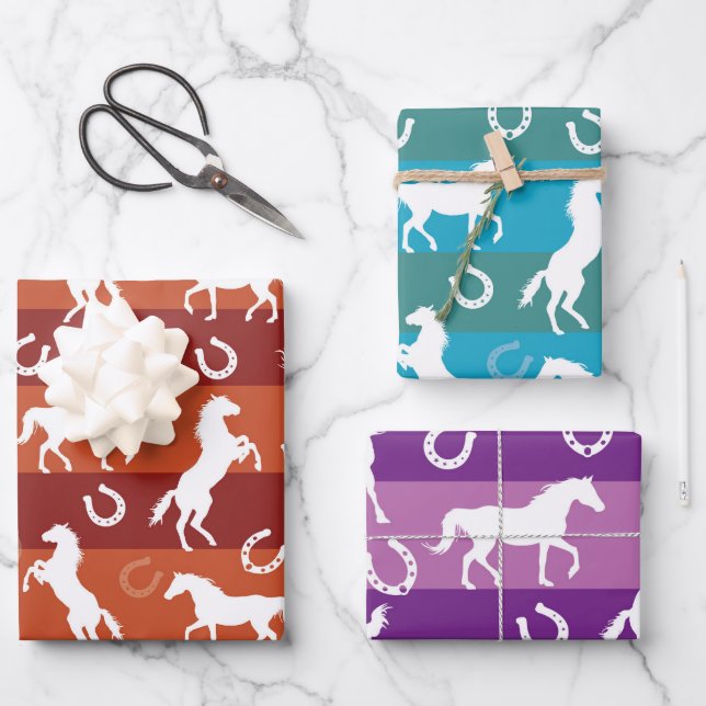 Hoja De Papel De Regalo Caballos y herraduras en todas las ocasiones (Anverso)