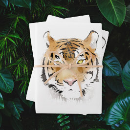Hoja De Papel De Regalo Cabeza de Tigre Animal Acuarela