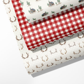Hoja De Papel De Regalo "Cabina acogedora, Antler, Buffalo Tapado