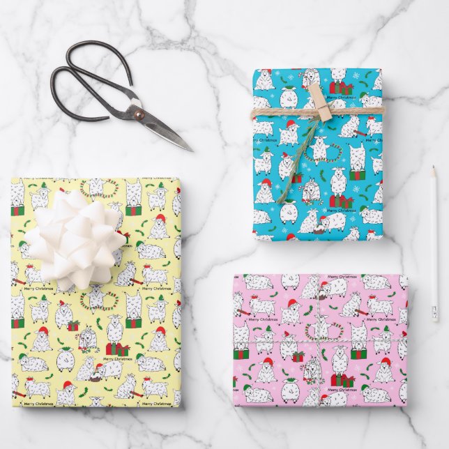 Hoja De Papel De Regalo Cabras festivas en Navidades (Anverso)