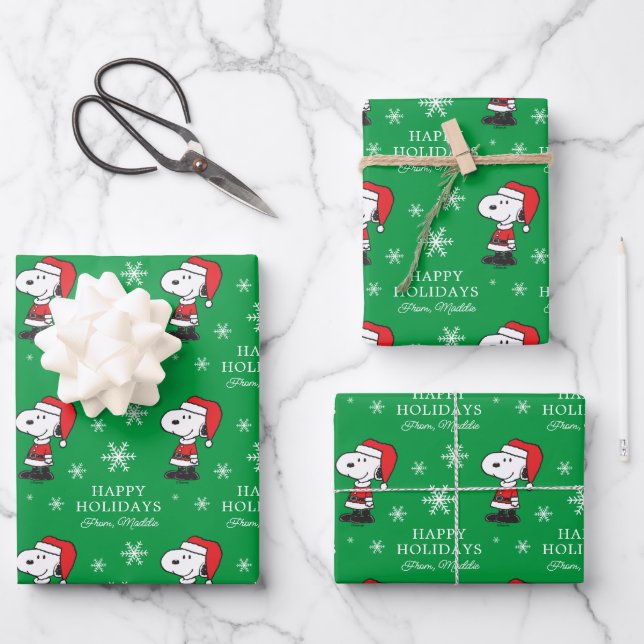 Hoja De Papel De Regalo Cacahuetes | Snoopy Santa Claus (Anverso)