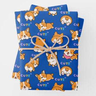 Hoja De Papel De Regalo Cachorro azul
