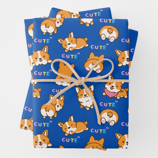 Hoja De Papel De Regalo Cachorro azul (In situ)