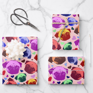 Hoja De Papel De Regalo Cachorro Pug PopArt Estilo Retro