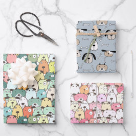 Hoja De Papel De Regalo Cachorros de Navidad Perros