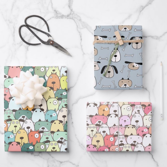 Hoja De Papel De Regalo Cachorros de Navidad Perros (Anverso)