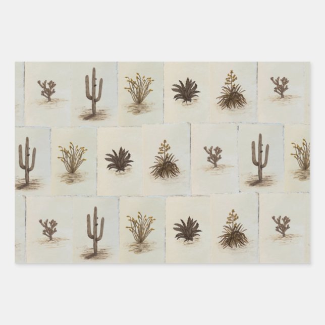 Hoja De Papel De Regalo Cacti del desierto de Arizona (Anverso)
