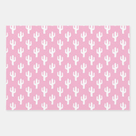 Hoja De Papel De Regalo Cactus Baby Blue Pink Pastels Green Desert Sweet