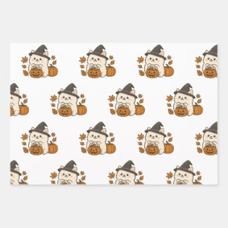 Hoja De Papel De Regalo Cadeaupapier Set Halloween / Pomeranian