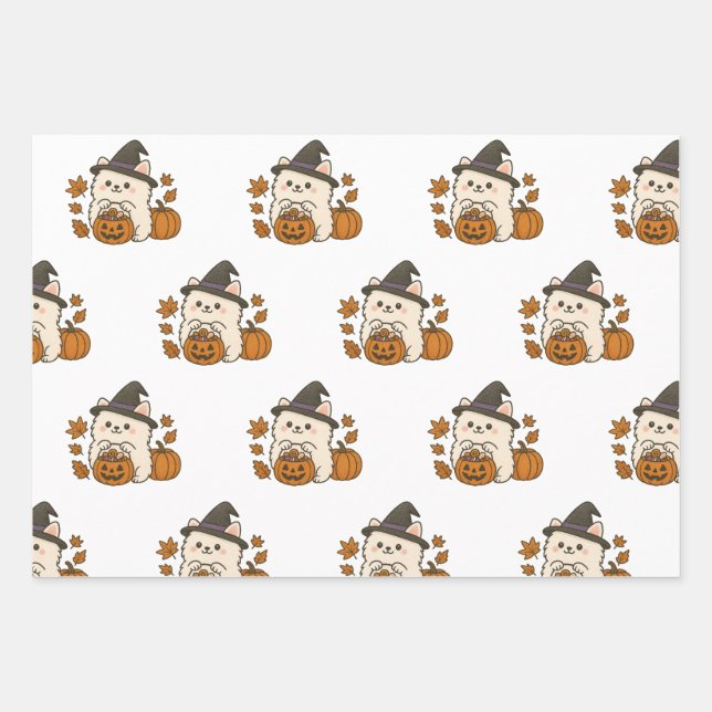 Hoja De Papel De Regalo Cadeaupapier Set Halloween / Pomeranian (Anverso 2)
