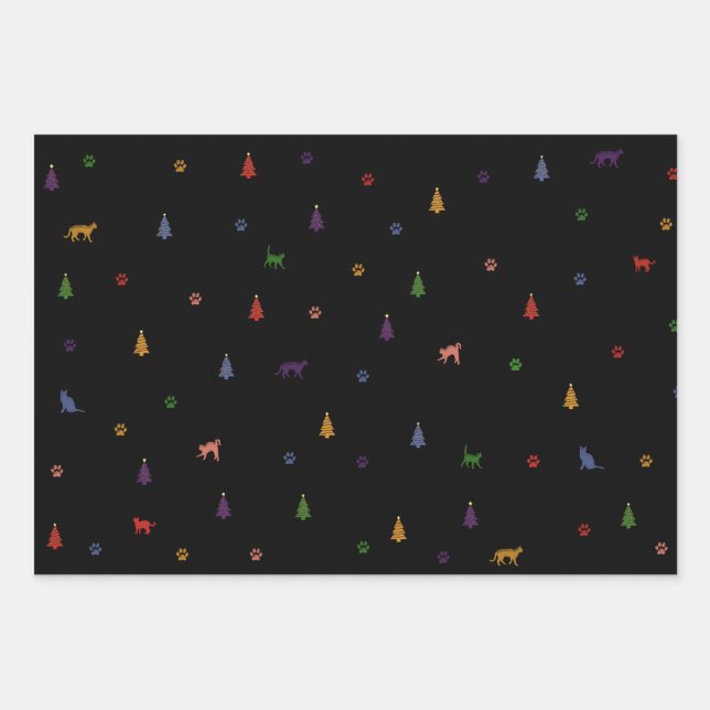 Hoja De Papel De Regalo Cadeaupapier Vellen Se, cat, Christmas (Anverso)