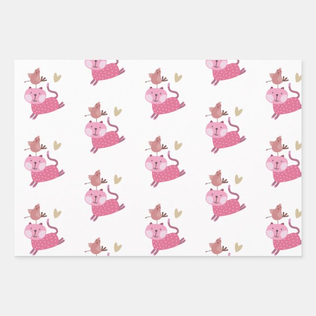 Hoja De Papel De Regalo Cadeaupapier Vellen Set poesjes  (Anverso)