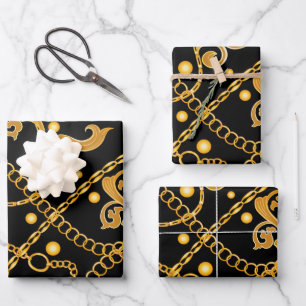 Hoja De Papel De Regalo Cadena de lujo de oro
