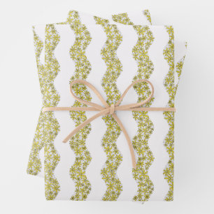 Hoja De Papel De Regalo Cadena de margarita Flores gruesas Tiras amarillas