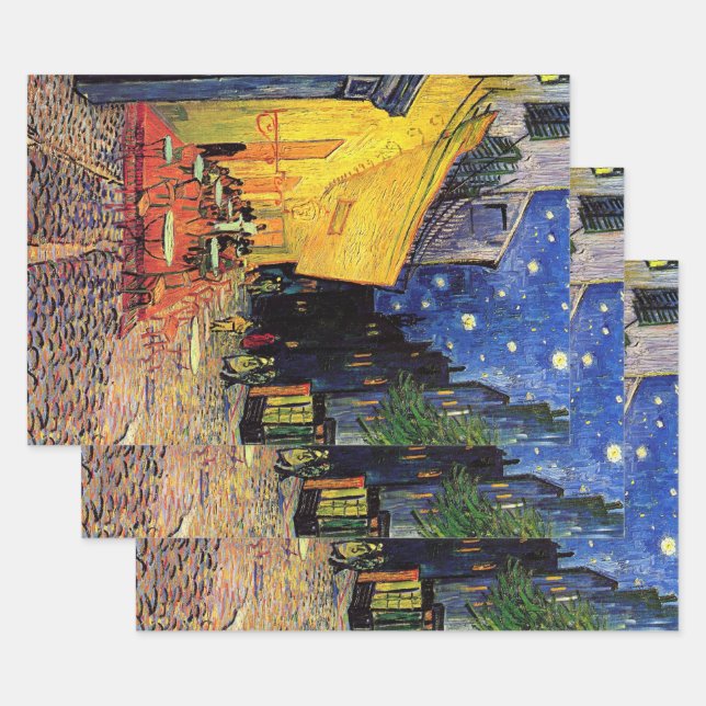 Hoja De Papel De Regalo Cafe Terrace de noche por Vincent van Gogh (Set)