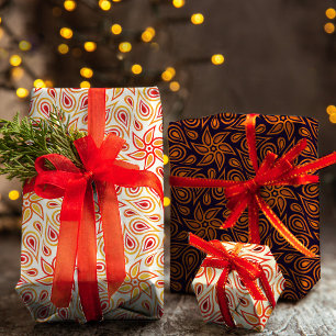 Hoja De Papel De Regalo Caída del Naranja del patrón Paisley de la flor de