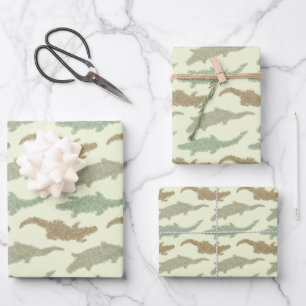 Hoja De Papel De Regalo Caimanes Camuflaje Genial - patrón continuo.