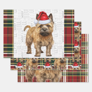 Hoja De Papel De Regalo Cairn Terrier Navidades Perro Red Green Plaid