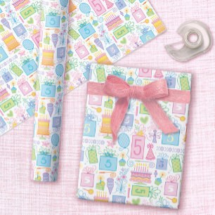 Hoja De Papel De Regalo Cake Presenta globos 5º cumpleaños