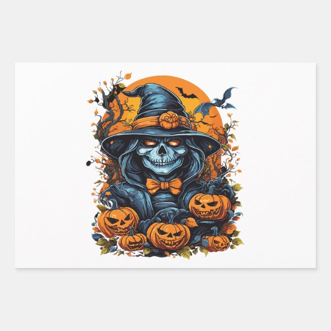 Hoja De Papel De Regalo Calabaza de Halloween (Anverso)