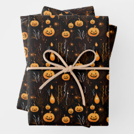 Hoja De Papel De Regalo Calabaza de Halloween espeluznante