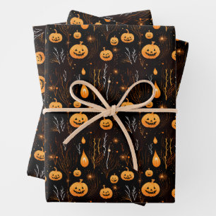 Hoja De Papel De Regalo Calabaza de Halloween espeluznante