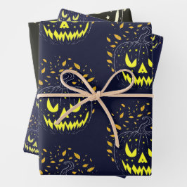 Hoja De Papel De Regalo Calabaza de Jack O Lantern espeluznante Halloween 