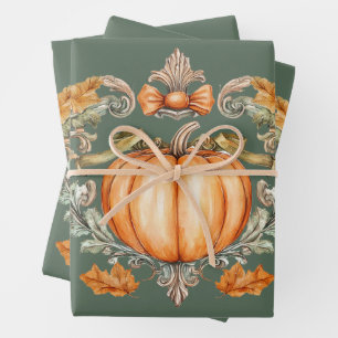 Hoja De Papel De Regalo Calabaza de otoño elegante