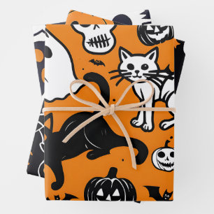 Hoja De Papel De Regalo Calabaza de vacaciones de Halloween Fantasma Cráne