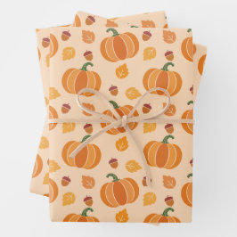 Hoja De Papel De Regalo Calabaza, maíz y hoja