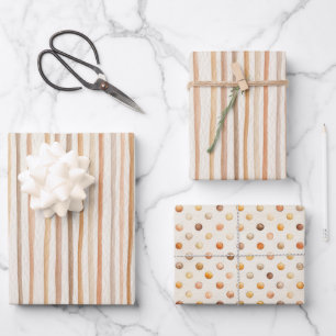 Hoja De Papel De Regalo Calabaza Melocotón Crema Latte Rayas Marrones Cump