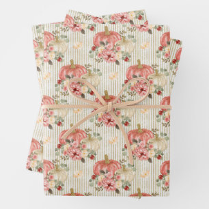 Hoja De Papel De Regalo Calabaza y flores