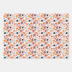 Hoja De Papel De Regalo Calabaza y Hoja de Otoño