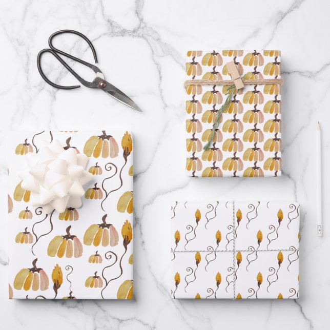 Hoja De Papel De Regalo Calabazas acuáticas de Acción de Gracias (Anverso)