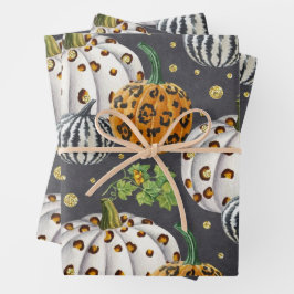 Hoja De Papel De Regalo Calabazas otoñales de impresión animal