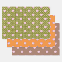Hoja De Papel De Regalo Calabazas rosas sobre Mocha Verde y Naranja