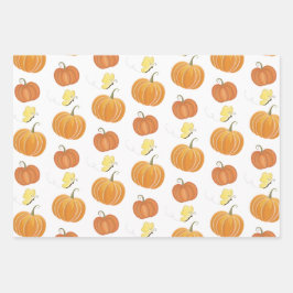 Hoja De Papel De Regalo Calabazas y mariposas de color neutro de otoño