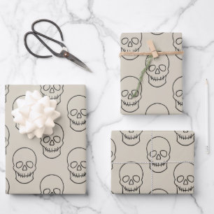 Hoja De Papel De Regalo Calavera - Blanco óseo y negro mural