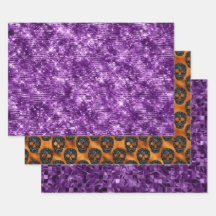 Calavera con Brillo Naranja Purpura Patrón de Hall